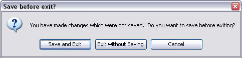 Save before exit dialog